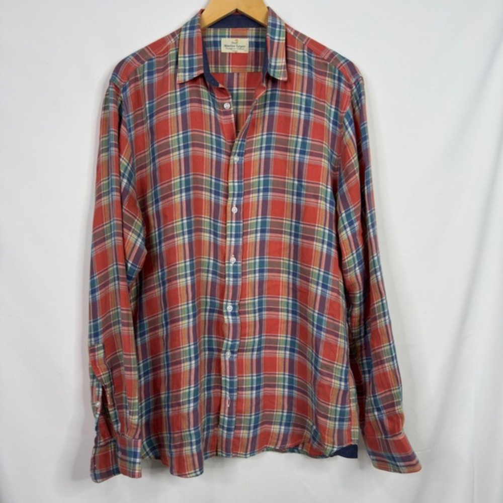 Marine‎ Layer Mens Large Plaid Button Down Shirt Long Sleeve Multi Color Cotton - Picture 3 of 8